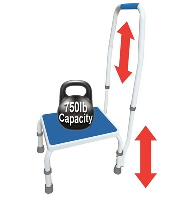 adjust-a-step deluxe step stool with handrail